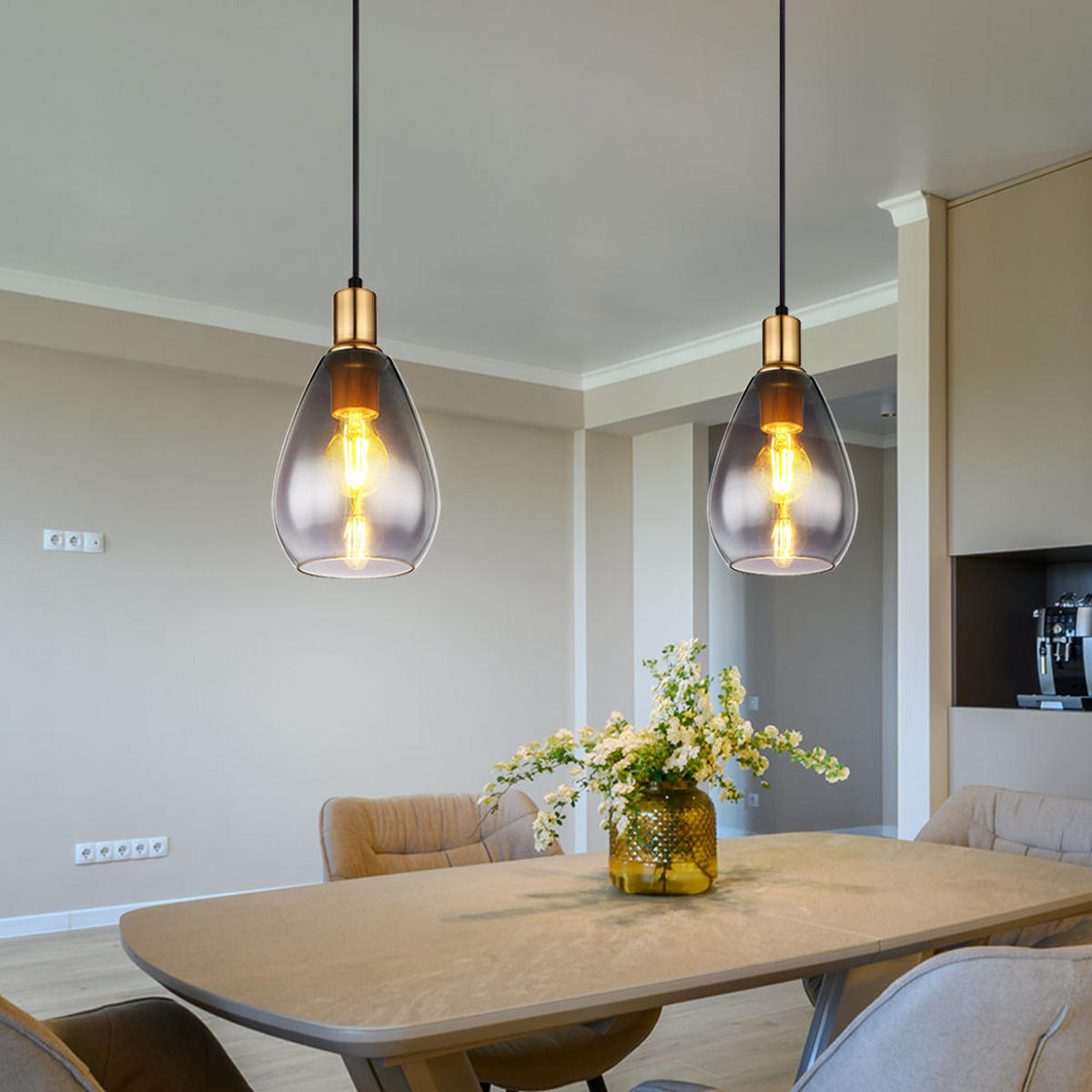 LED HÄNGELEUCHTE Fanni Metall Schwarz - Schwarz, Glas (15/15/120cm) - Globo Lighting