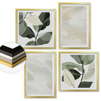 WANDBILDER 4er Set - 50x50 cm & 40x60 cm Goldrahmen - Leuchtende, abstrakte Boho-Farben - Goldfarben, Kunststoff (50/50cm) - ArtPrintCave