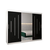 SCHWEBETÜRENSCHRANK 200/250/62 3-türig - Silberfarben/Schwarz, Holz/Kunststoff (250/200/62cm) - Abiks Möbel