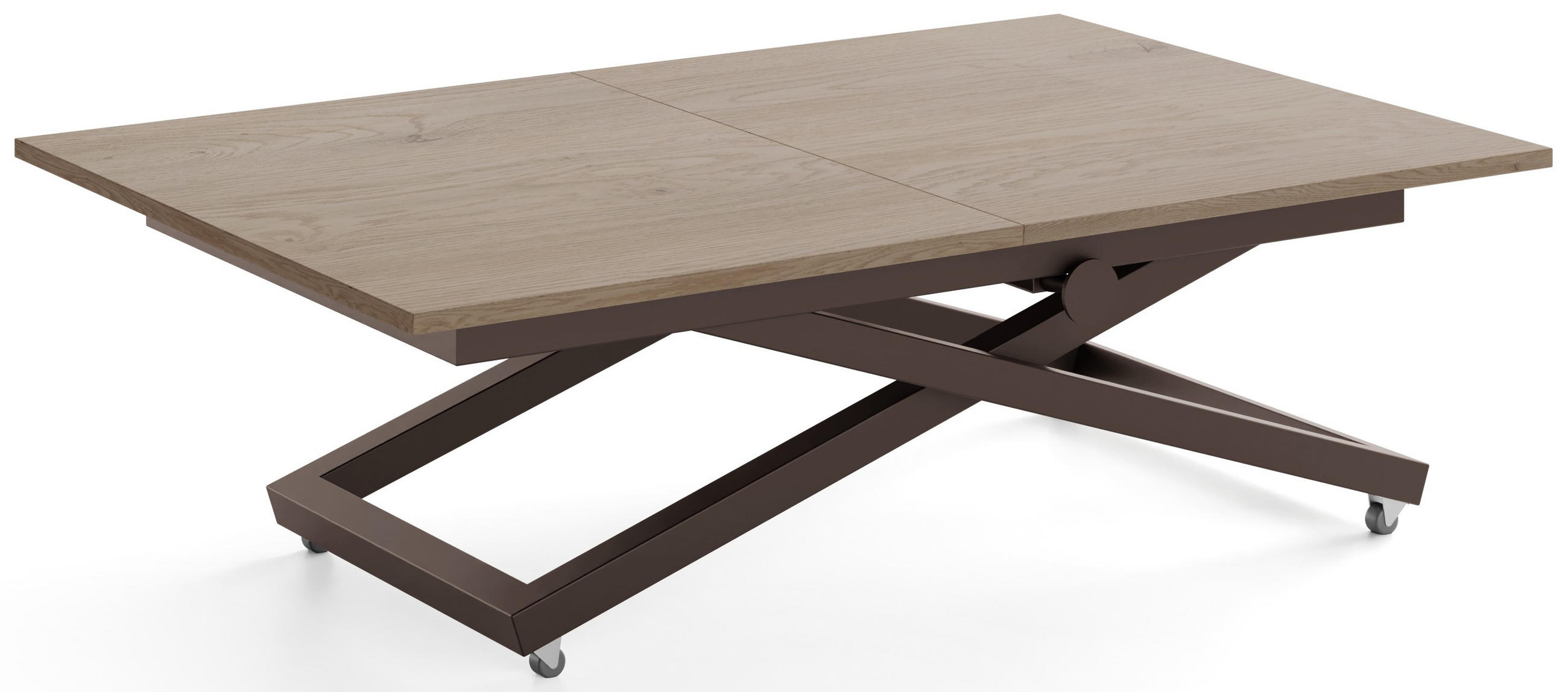 COUCHTISCH Axen höhenverstellbar ausziehbar, Eiche Braun 120-160/80/38-75 cm - Eichefarben/Braun, Holzwerkstoff/Metall (80/160/75cm) - WFL GROUP