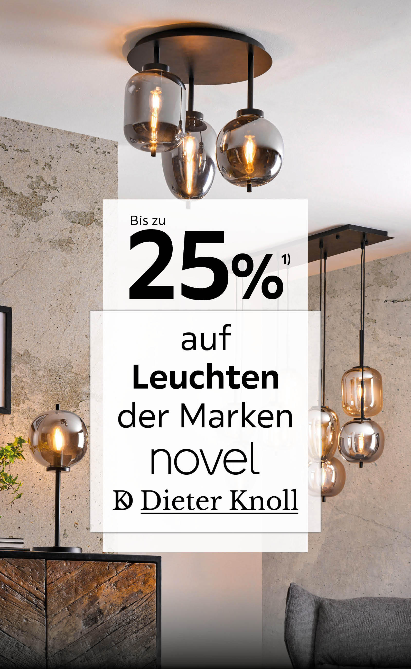 Bis zu 25% auf Leuchten der Marken novel & Dieter Knoll