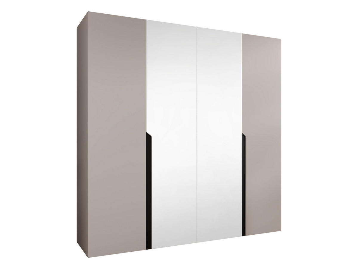 DREHTÜRENSCHRANK Mila II 200 - Kaschmir/Schwarz, Holzwerkstoff/Kunststoff (200/202/52cm) - MIRJAN24