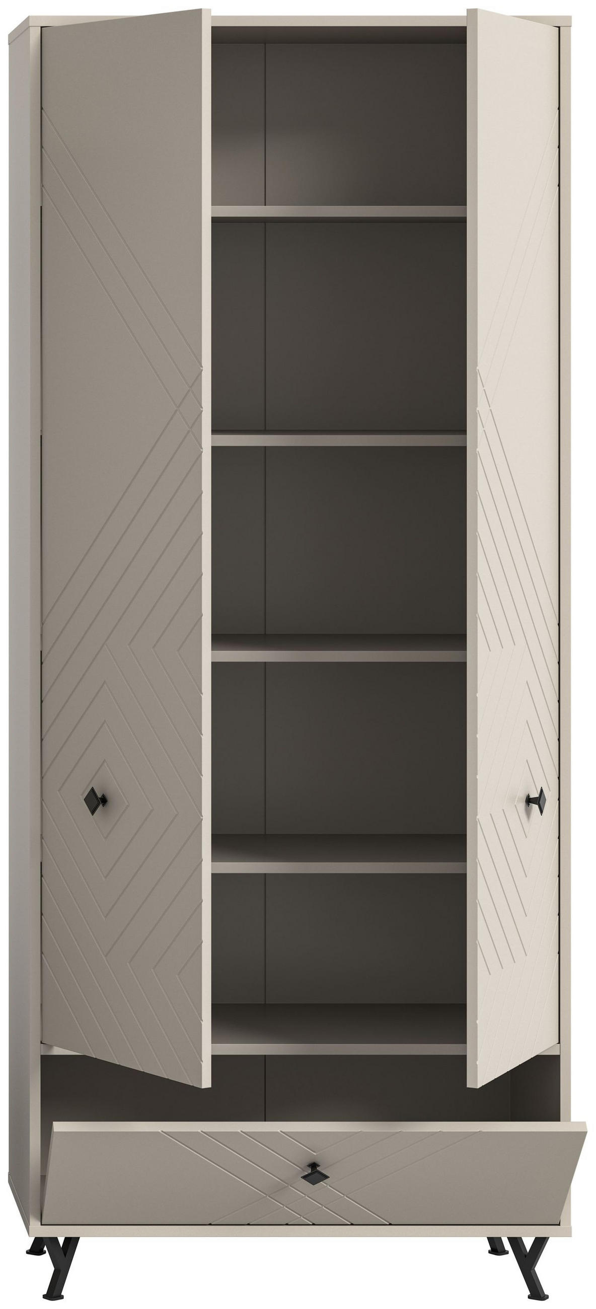 GARDEROBENSCHRANK NOTES (B/H/T: ca. 80/195/35 cm) in sandbeige/sandbeige matt - Sandfarben, Holzwerkstoff (80/195/35cm)