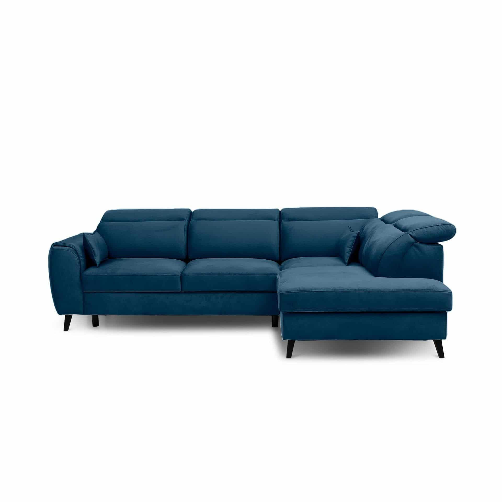 ECKSOFA mit Schlaffunktion & Bettkasten - Schwarz/Dunkelblau, Holz/Textil (201/255cm) - Eltap