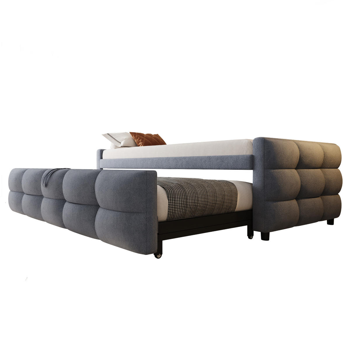 POLSTERBETT 90/190 mit Ausziehfunktion und Lattenrost in Grau - Grau, Holzwerkstoff/Textil (90/190cm) - EVRYAE