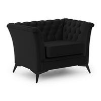 CHESTERFIELD-SESSEL Whitby Schwarz Samt mit schwarzen Füßen - Schwarz, Holz/Textil (116/78/82cm) - S-Style Möbel
