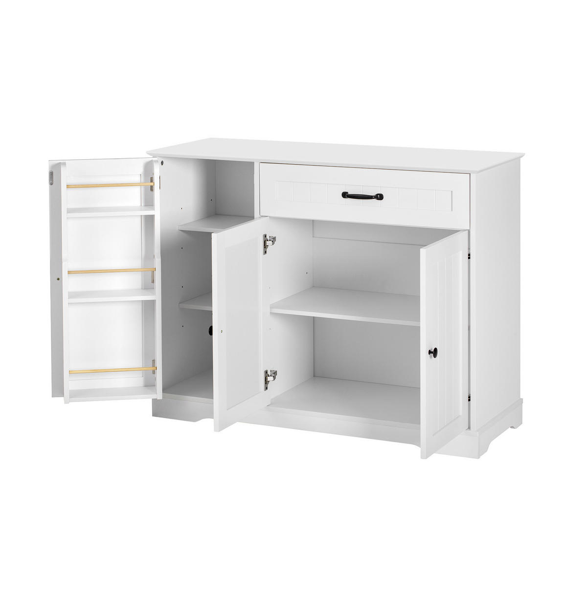 SIDEBOARD mit 3 Türen, 1 Schublade und verstellbaren Einlegeböden, MDF, Weiß - Weiß, Holzwerkstoff (107/83.4/40cm) - Redom