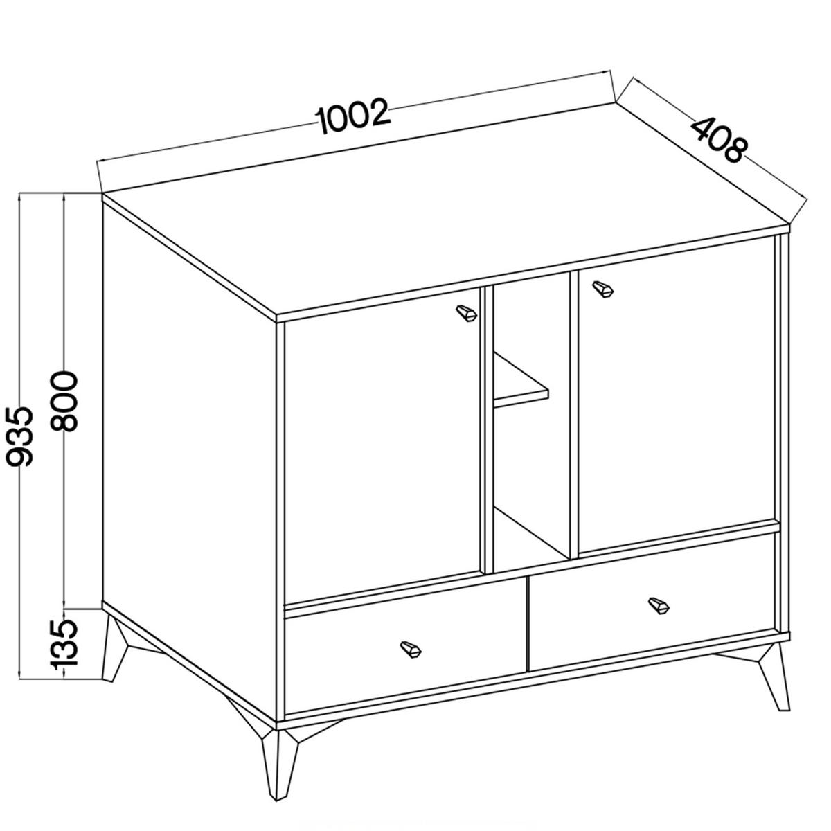 KOMMODE FLOREN, Creme/Gold - Creme, Holzwerkstoff/Metall (100.2/93.5/40.8cm) - KONSIMO®