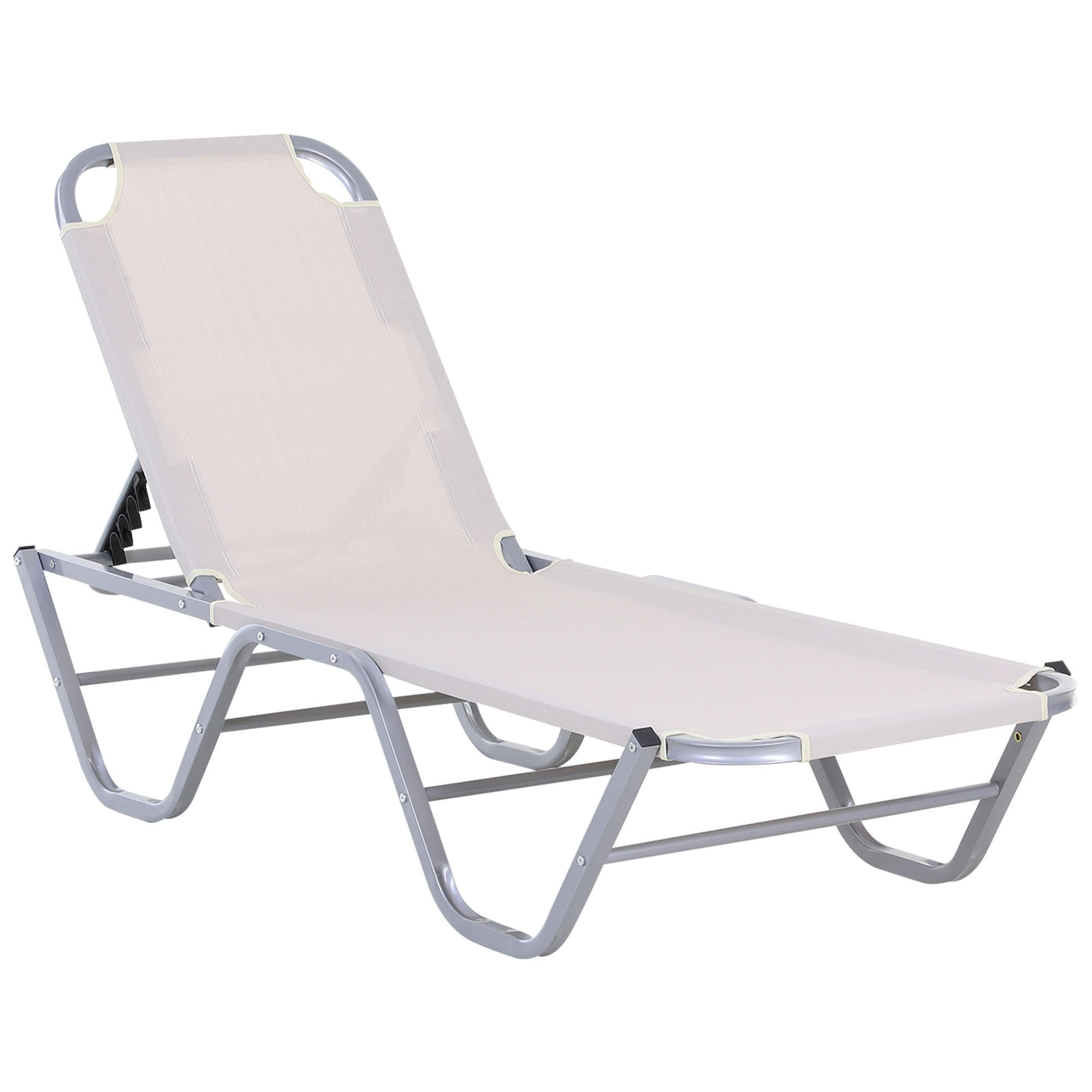 SONNENLIEGE - Beige, Textil/Metall (58.5/89/188cm) - Outsunny