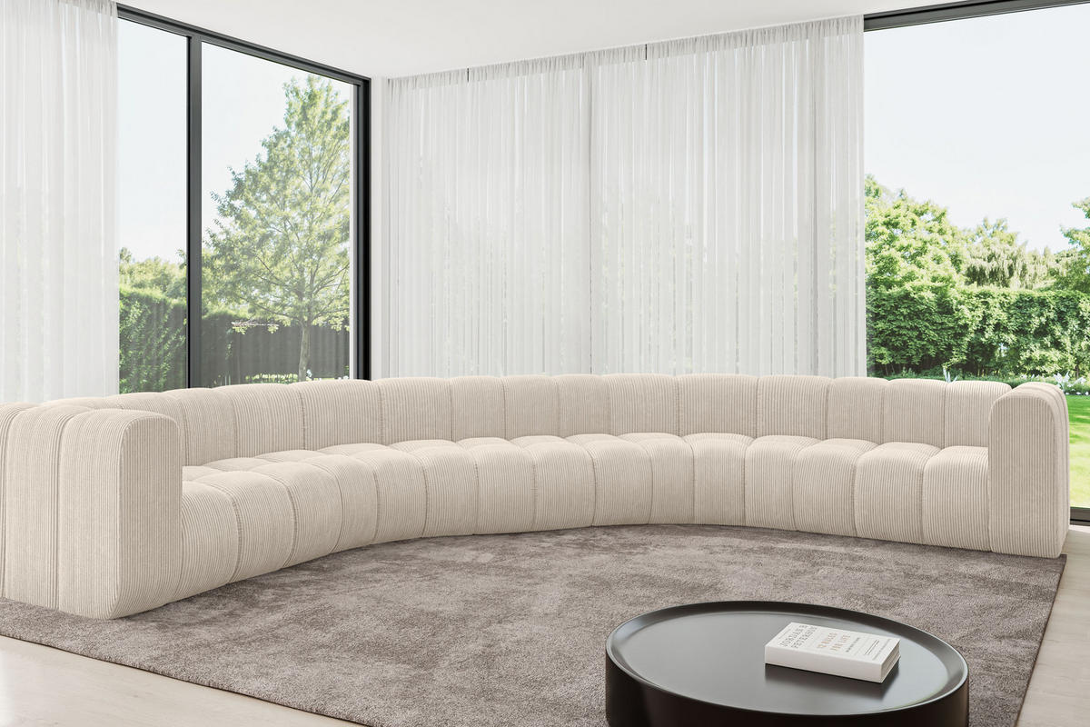 WOHNLANDSCHAFT modulares Sofa Lazro-U1 - 373x373x70 cm Beige - Beige, Holzwerkstoff/Textil (373/70/373cm) - ALTDECOR