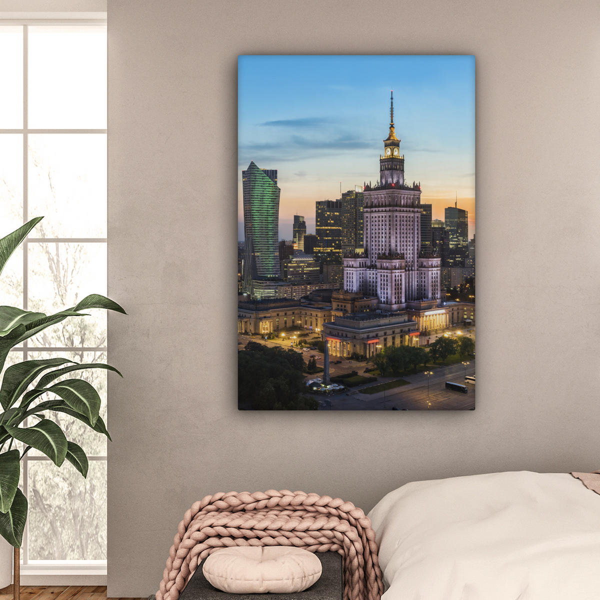 LEINWANDBILD Polen - Sonne - Warschau 80x120 cm - Blau, Textil (80/120cm) - MuchoWow