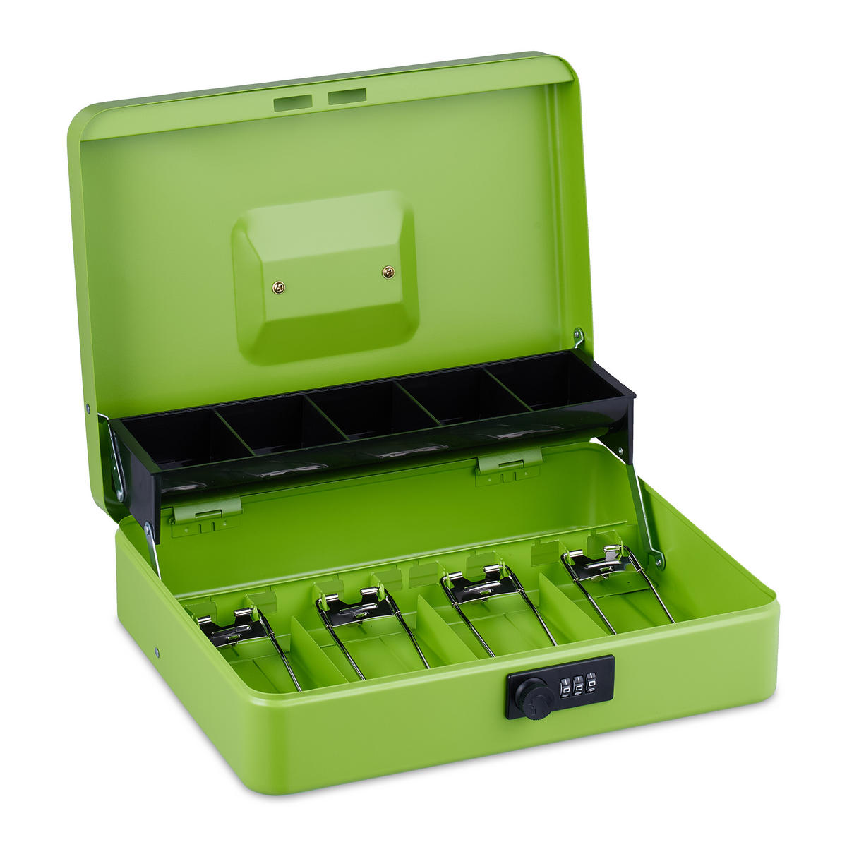 GELDKASSETTE - Grün, Kunststoff/Metall (30.5/8.5/24.5cm) - Relaxdays