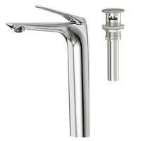 WASCHTISCHARMATUR SFS-1283 Chrom, hoch, für Aufsatzbecken, Einhebel, Messing, Pop-up-Ablauf, Perlator, 245 mm Auslaufhöhe - Chromfarben, Metall (4.6/30.2/20cm) - Everstein