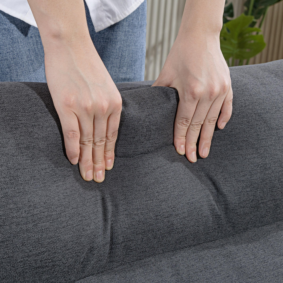 SITZSACK DE-06555 Mit Bettfunktion, neigbare Lehne, klappbar, bis 120 kg Dunkelgrau - Dunkelgrau, Textil/Metall (72/56/70cm) - ComfortXL