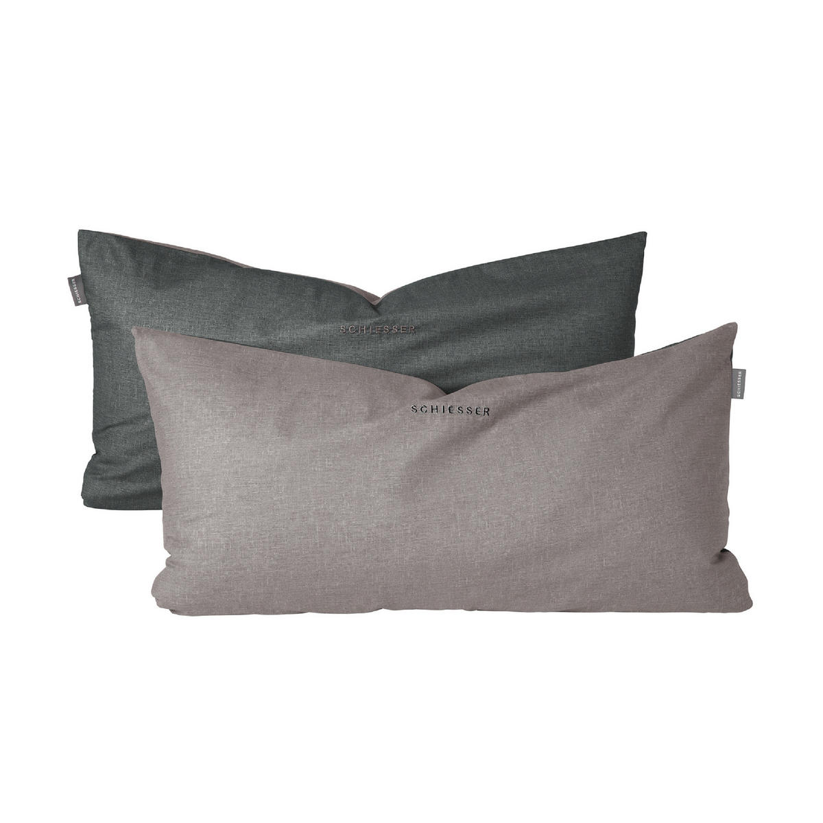 KISSENHÜLLENSET Doubleface - Renforcé - 2-teilig - 40 x 80 cm - Grau-Schwarz - Schwarz, Textil (40/80cm) - SCHIESSER