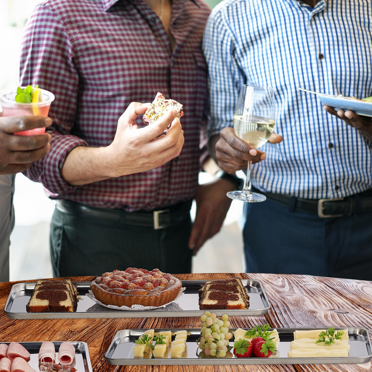 3XSERVIERPLATTE - Silberfarben, Metall (45.5/1.5/22cm) - Relaxdays