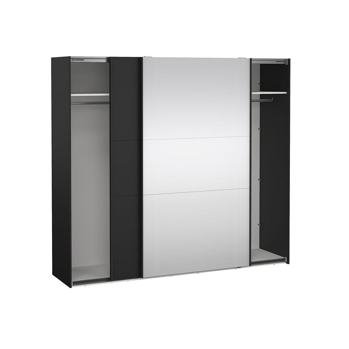 SCHIEBETÜRENSCHRANK, Como, Schwarz, Holzwerkstoff, 244 x 67 x 221 cm - Schwarz, Holzwerkstoff (244/221/67cm) - ebuy24