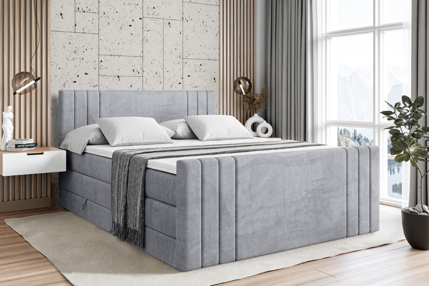 BOXSPRINGBETT IDRIKO-Z KING - 120x200 - H3/H4 - Hellgrau - Hellgrau, Holzwerkstoff (120/200cm) - ALTDECOR