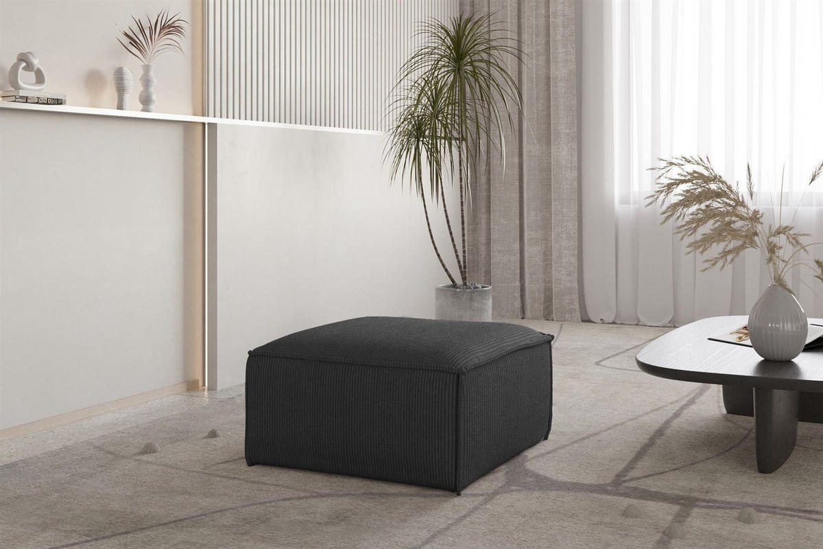 POLSTERHOCKER Celes Premium 65x65cm - Anthrazit, Holzwerkstoff/Textil (65/40/65cm) - Fun Möbel