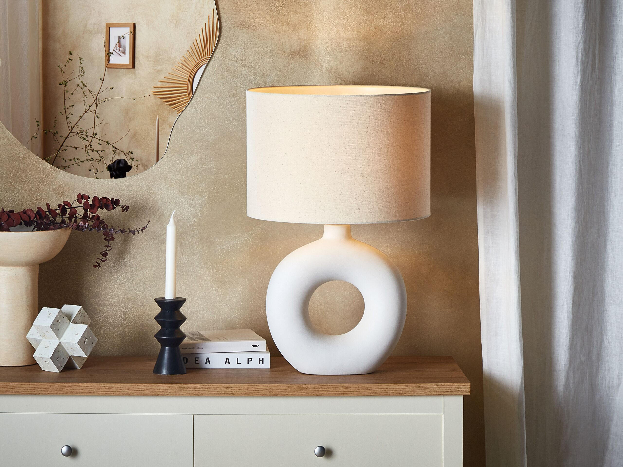 TISCHLAMPE Venta 38/38/58 cm - Weiß, Keramik (38/38/58cm) - Beliani