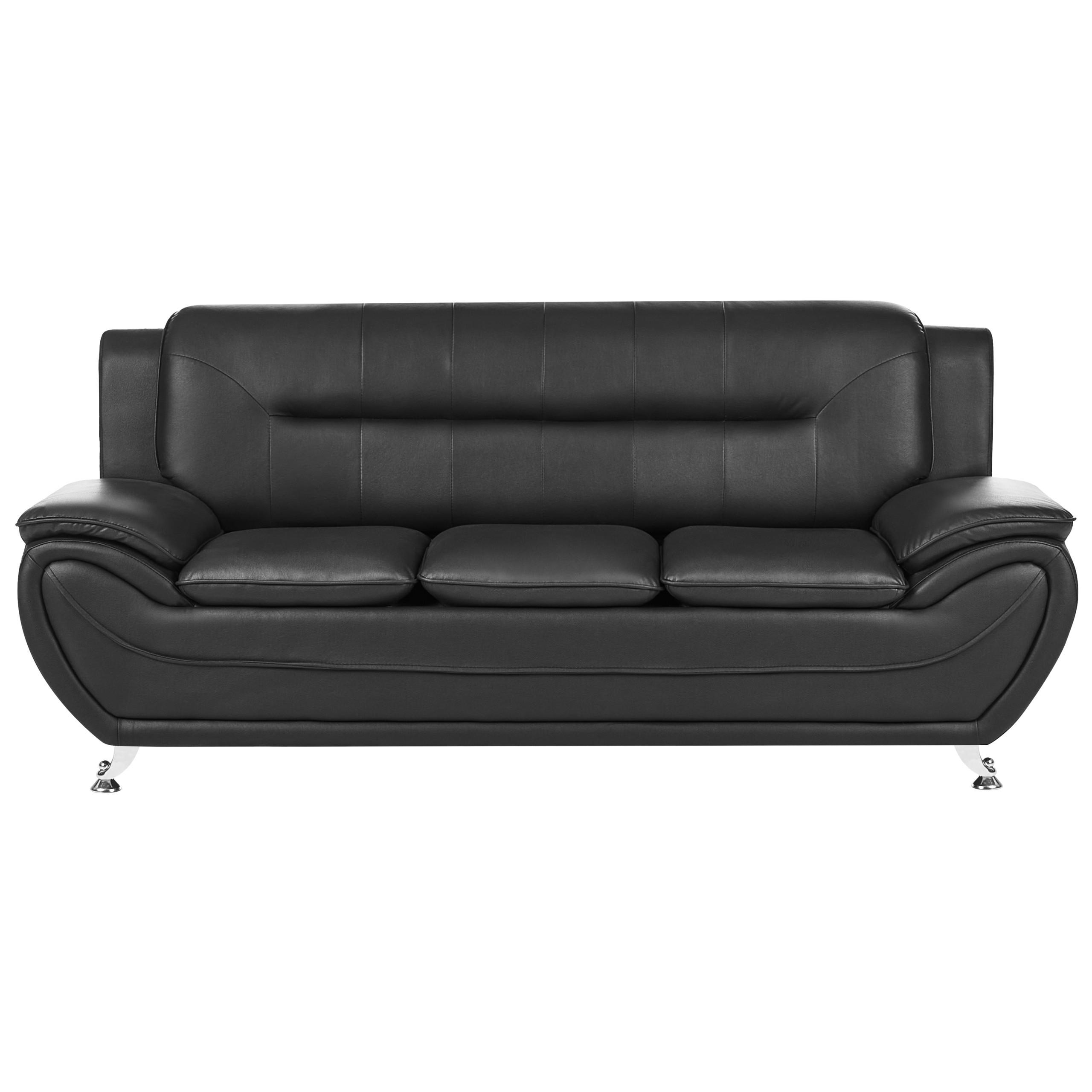 Beliani 3-Sitzer-Sofa Schwarz, Silber 193x86x78 cm