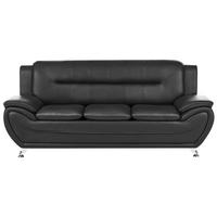 3-SITZER-SOFA Kunstleder Schwarz Leira - Silberfarben/Schwarz, Kunststoff (193/86/78cm) - Beliani