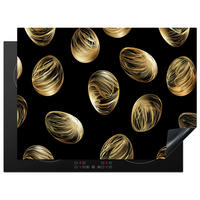 HERDABDECKPLATTE Eier - Gold - Muster Herdabdeckung Induktionsfeld 70x52 cm - Schwarz, Kunststoff (70/52/0.2cm) - MuchoWow