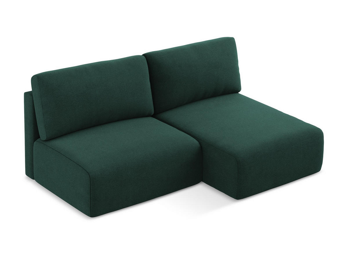 ECKSOFA mit Schlaffunktion rechts Strukturstoff Stoff Grün - Dunkelgrün/Schwarz, Kunststoff/Textil (210/149cm) - Makamii