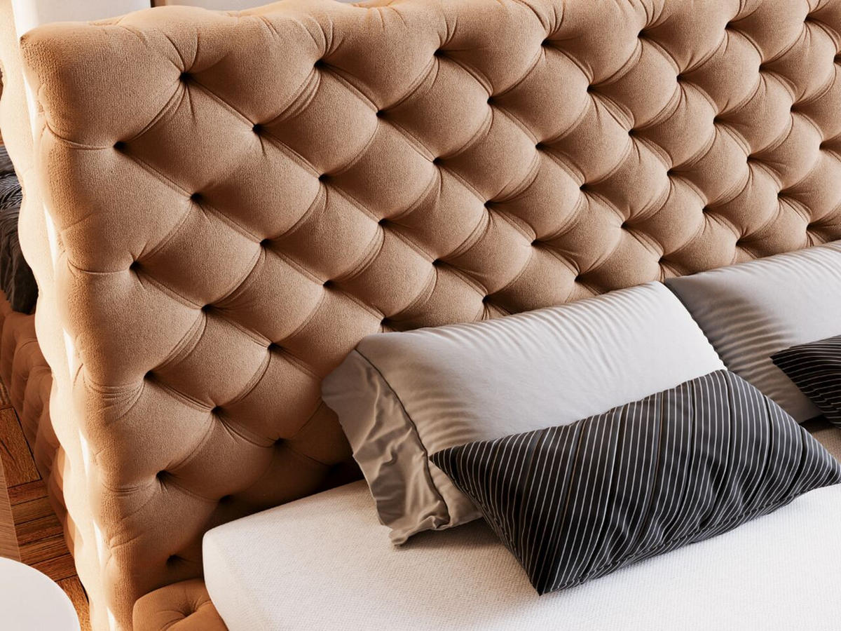 POLSTERBETT Astra 180x200 Braun - Naturfarben/Braun, Holz/Kunststoff (180/200cm) - Graingold