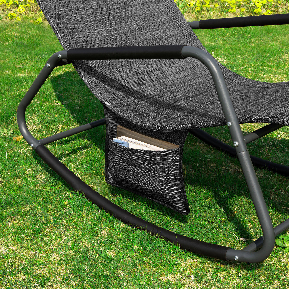 SONNENLIEGE Schwarz - Schwarz, Metall (145/85/57cm) - SoBuy