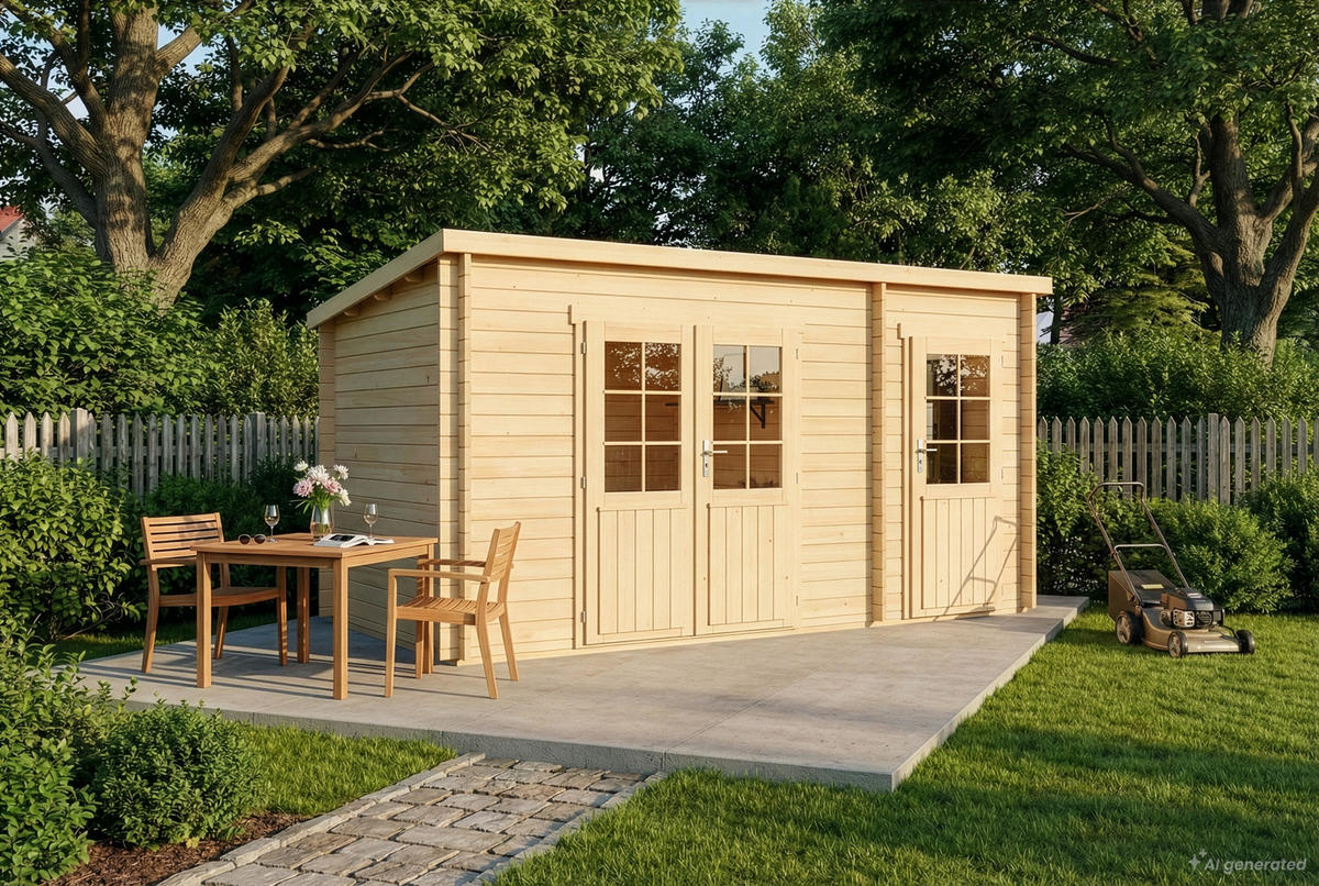 GARTENHAUS Holz Maria mit Anbau - Naturfarben, Holz (450/228/272cm) - Alpholz