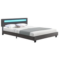 POLSTERBETT Paris dunkelgrau 160x200cm mit Matratze und LED (16 Farben) - Grau, Textil (160/200cm) - Juskys