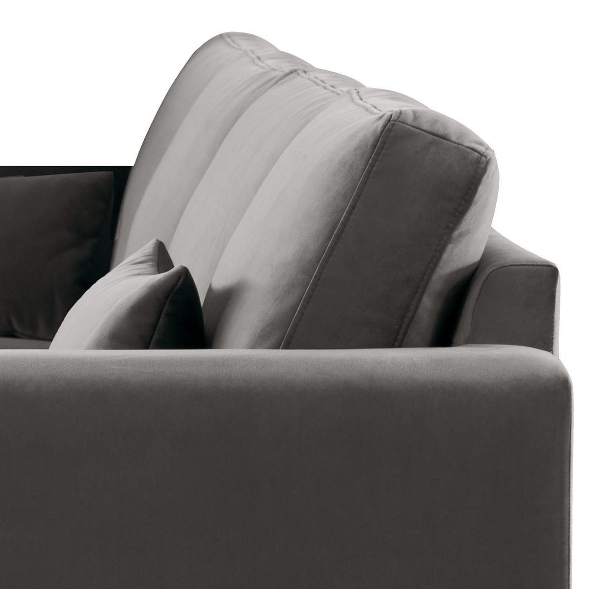 ECKSOFA mit Longchair - Eichefarben/Dunkelgrau, Eichenholz/Textil (281/153cm) - home24