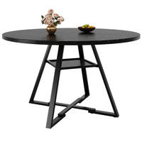 ESSTISCH rund 120 cm Schwarz in Marmoroptik mit Metallgestell und Ablage - Schwarz, Holzwerkstoff (120/120/75cm) - OKWISH