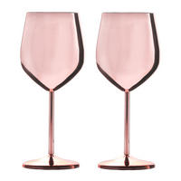 WEINGLAS-SET Edelstahl 400 ml (2er-Set) - Rosa, Metall (0.4L) - Intirilife