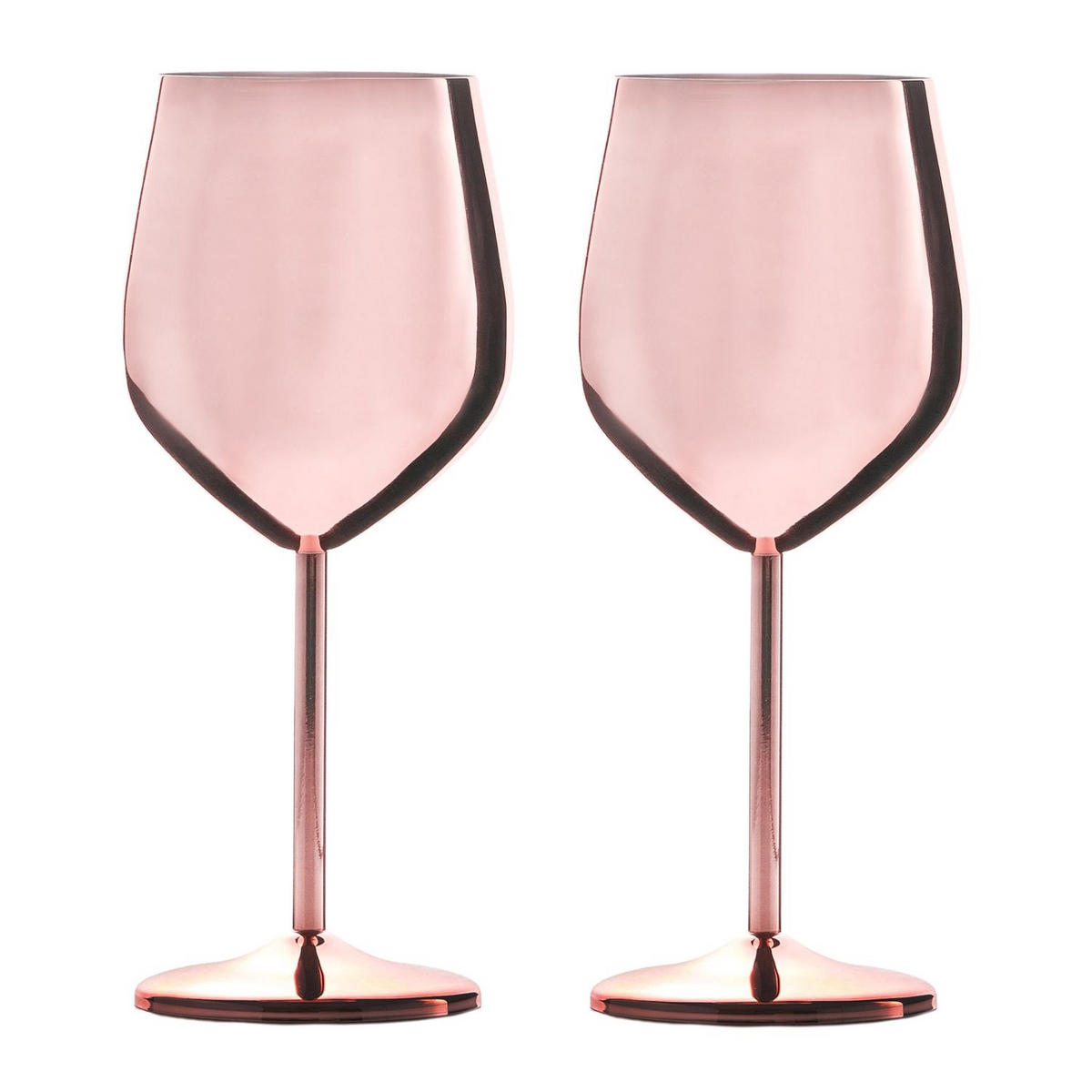 WEINGLAS-SET Edelstahl 400 ml (2er-Set) - Rosa, Metall (0.4L) - Intirilife