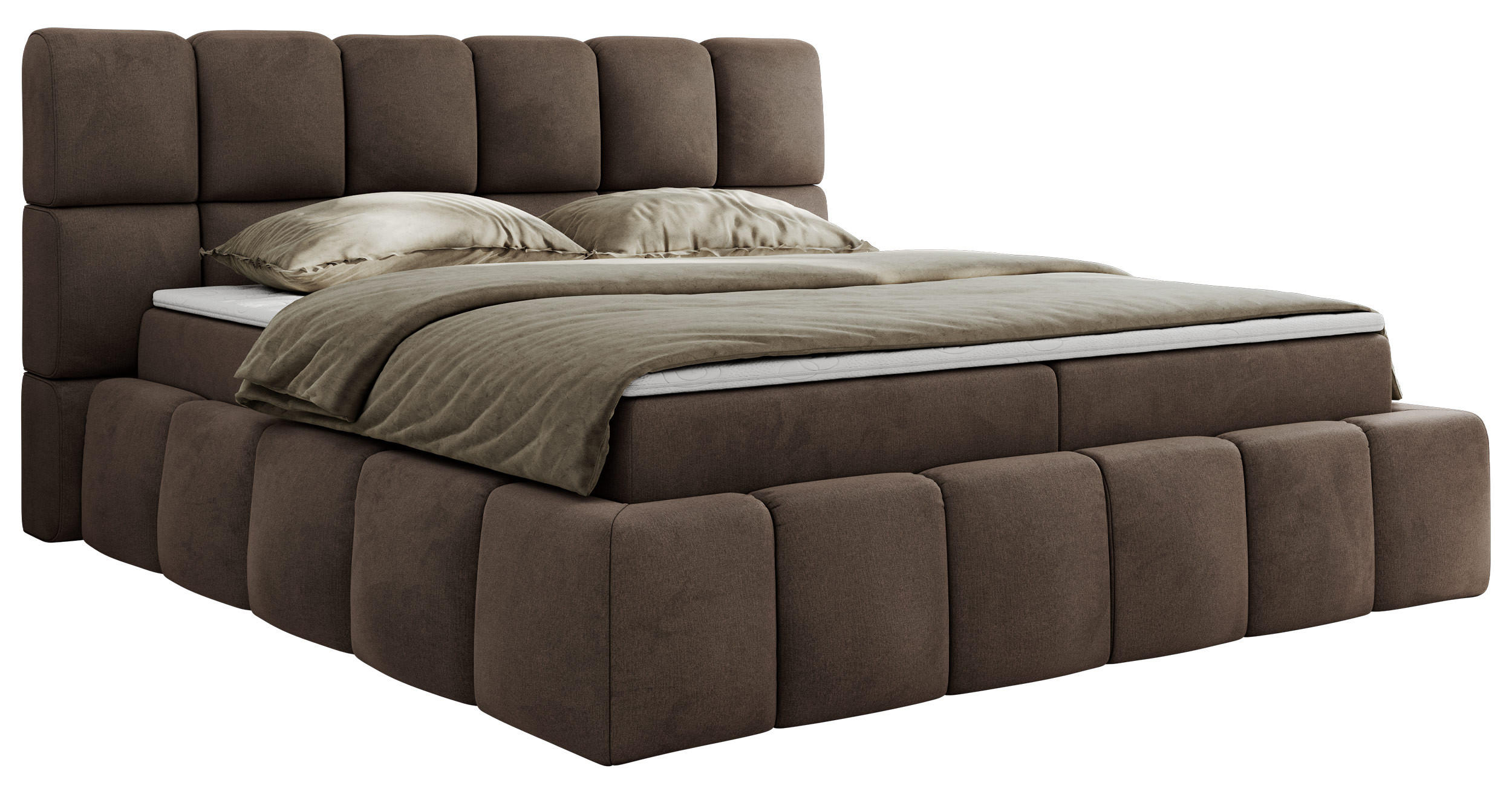 BOXBETT NIRA 120/200 - Braun Velvet - H3 - Braun, Holz/Textil (120/200cm) - MKS