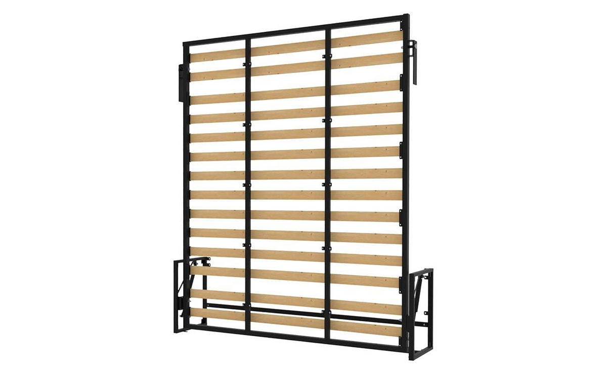 WANDBETT Morphy Classik Modulares SizeFlex- und TypeFlex-System - 160x200 Vertikal - Schwarz, Holz/Metall (160/200cm) - WallBedKing