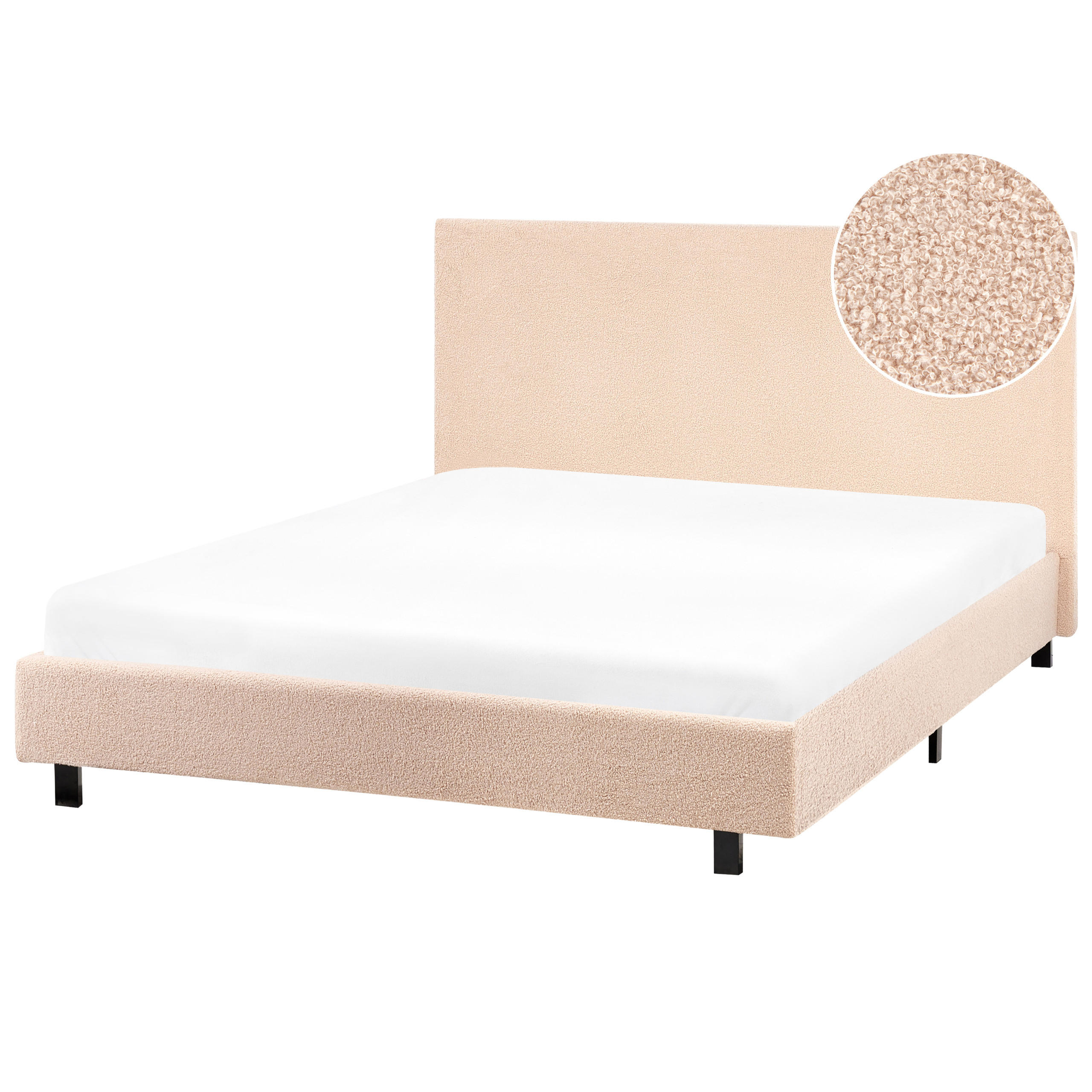 Beliani POSTEL s roštem 120/200 cm Bouclé Krémově bílá Albi