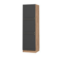 HERDUMBAUSCHRANK Fame-Line Anthrazit-Gold 60 cm - Dunkelgrau/Eichefarben, Holzwerkstoff (60/206.8/58cm) - Vicco