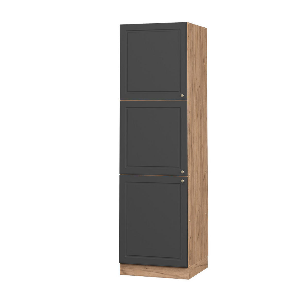 HERDUMBAUSCHRANK Fame-Line Anthrazit-Gold 60 cm - Dunkelgrau/Eichefarben, Holzwerkstoff (60/206.8/58cm) - Vicco