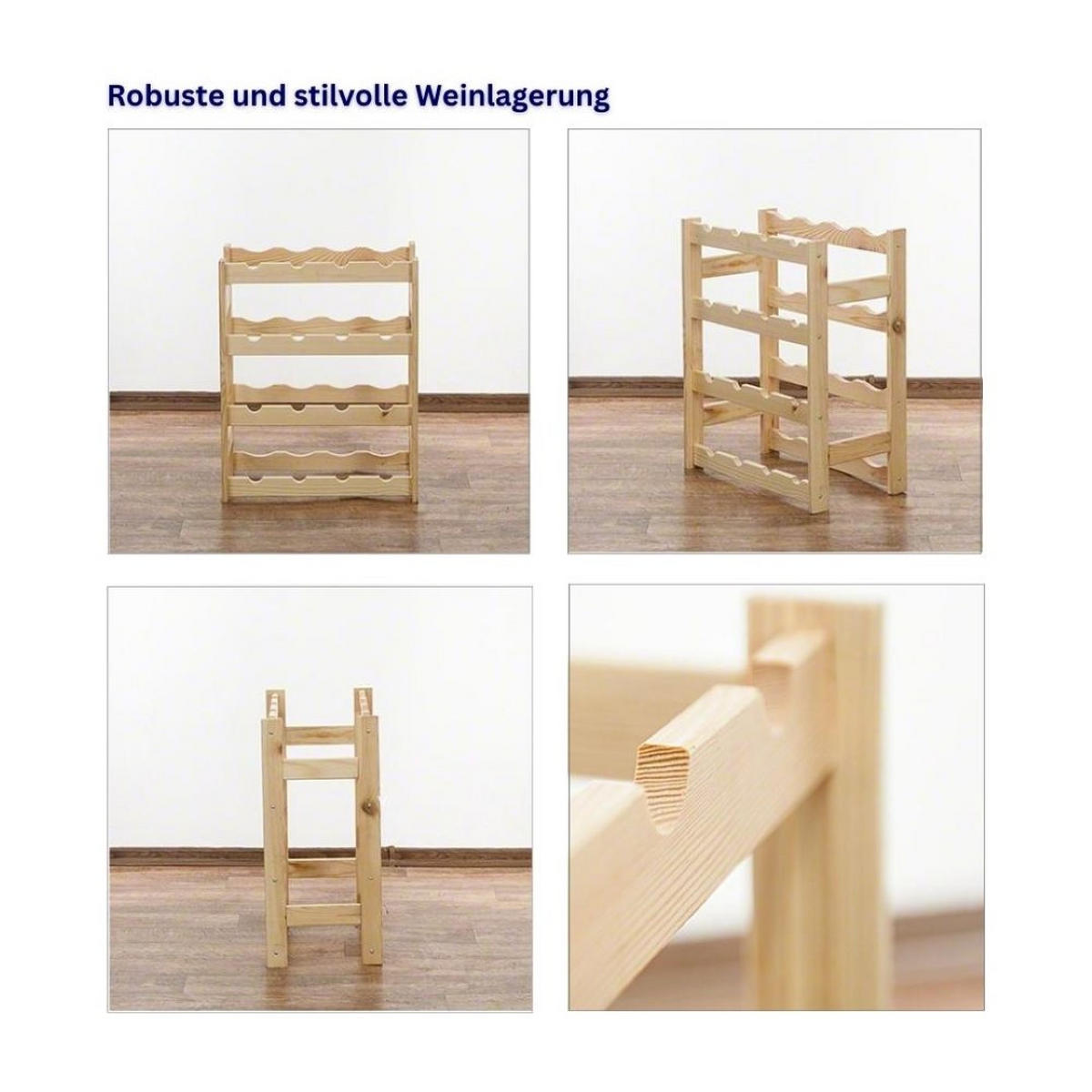 WEINREGAL Pinotwine 54x43x25 cm 16 Flaschen Massives Kiefernholz Natur Unbehandelt - Naturfarben, Holz (43/54/25cm) - PROREGAL