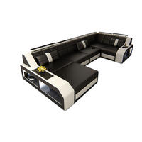 WOHNLANDSCHAFT Arezzo U - Schwarz/Weiß, Leder (380/86/197cm) - Sofa Dreams
