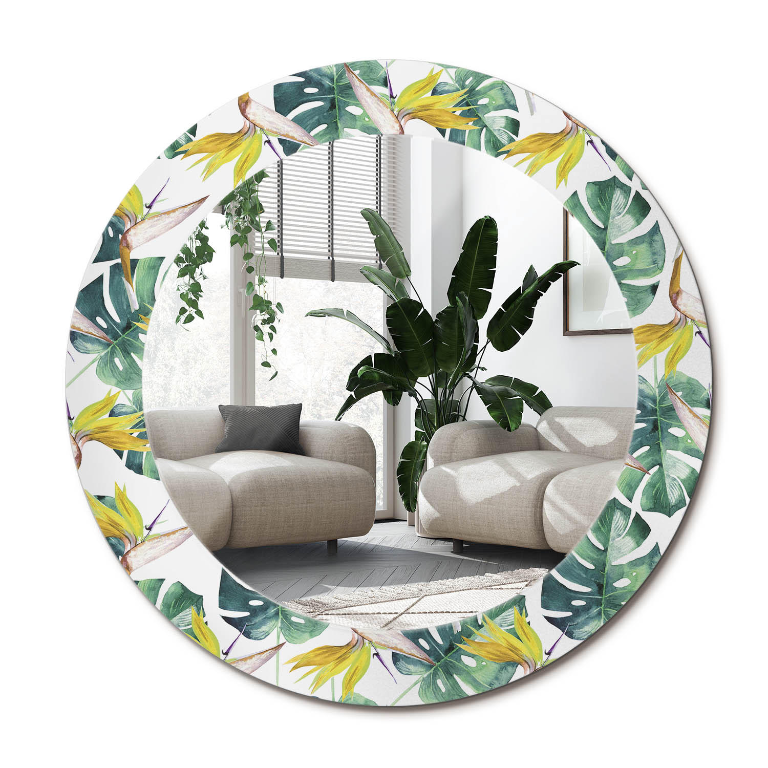 SPIEGEL Rund Ø 60 cm mit Aufdruck - Multicolor, Glas (60/60/0.4cm) - Wallfluent