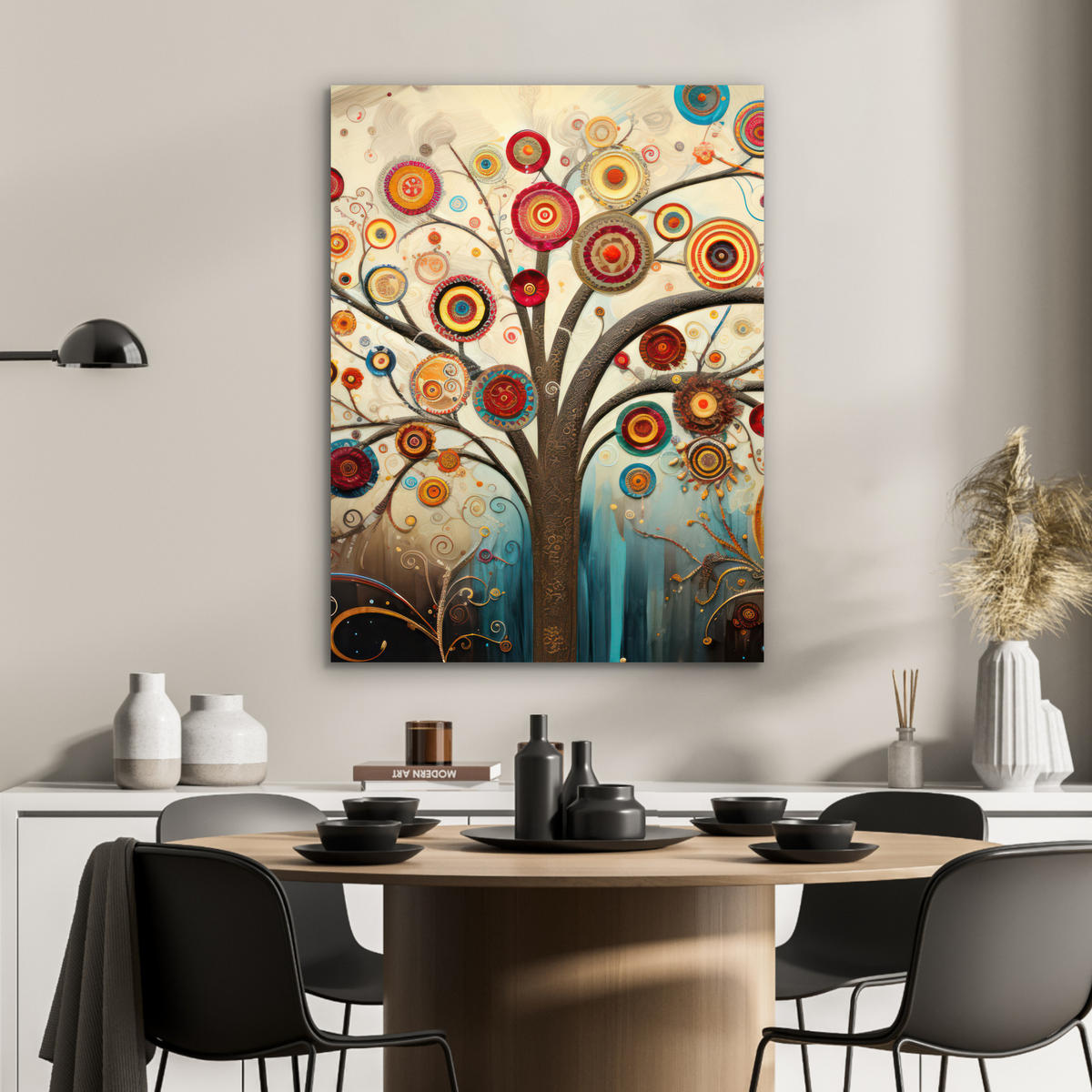 KOVOVÝ OBRAZ Strom - Strom života - Farba 60x80 cm - hnedá, kov (60/80cm) - MuchoWow
