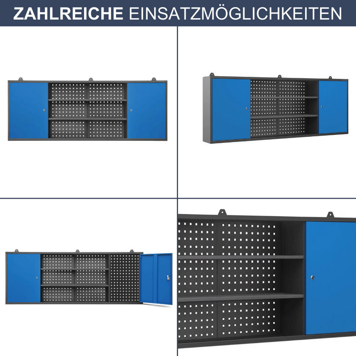 HÄNGESCHRANK Werkstatt abschließbar LEO 60x160x20cm Anthrazit-Blau - Anthrazit, Metall (160/60/20cm) - Jan Nowak