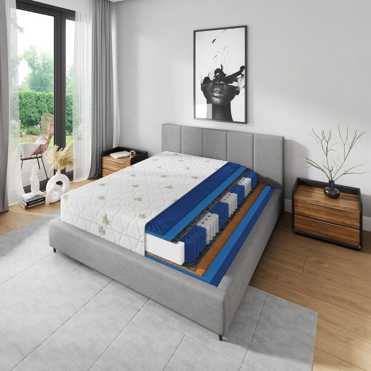 TASCHENFEDERKERNMATRATZE DREAM ALOE VERA 180x200 cm - Weiß, Textil (180/200cm) - Mebligo