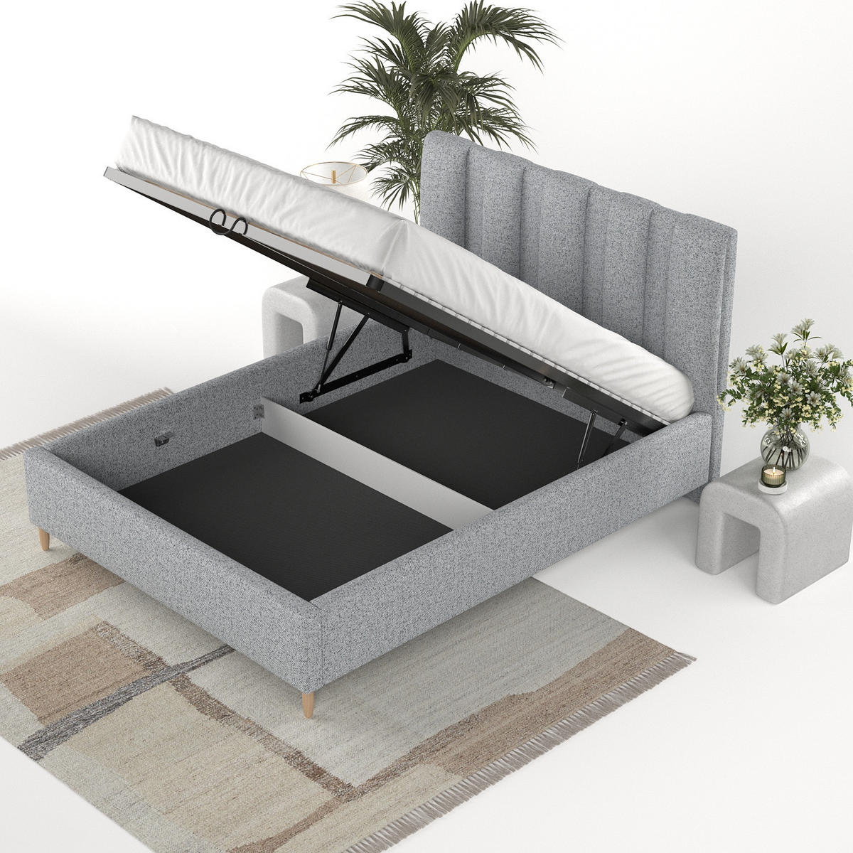 POLSTERBETT Loom 140/200 cm Grau im Riva Stoff - Naturfarben/Grau, Holz/Holzwerkstoff (140/200cm) - AltaBeds