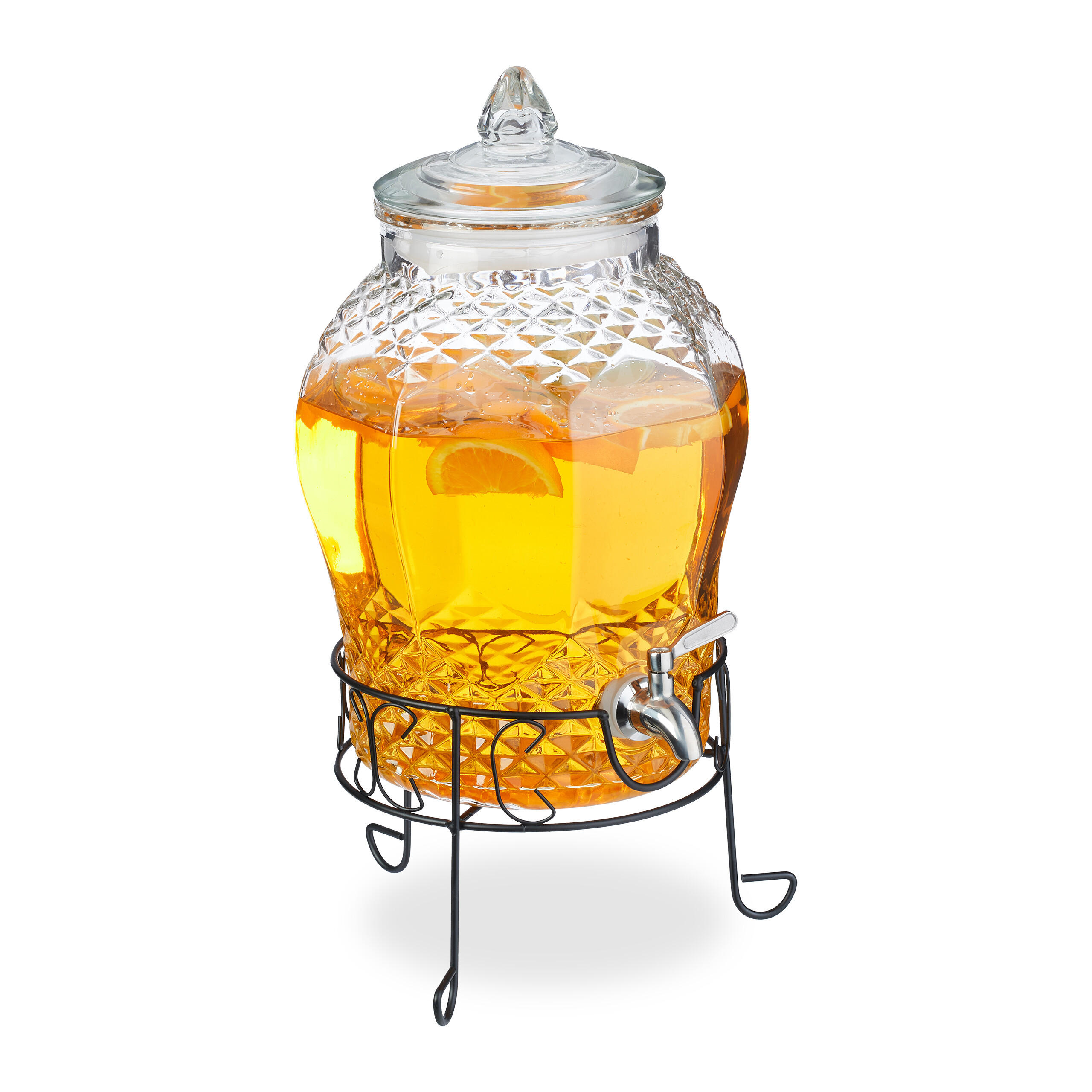 GETRÄNKESPENDER - Transparent, Glas/Metall (8L) - Relaxdays