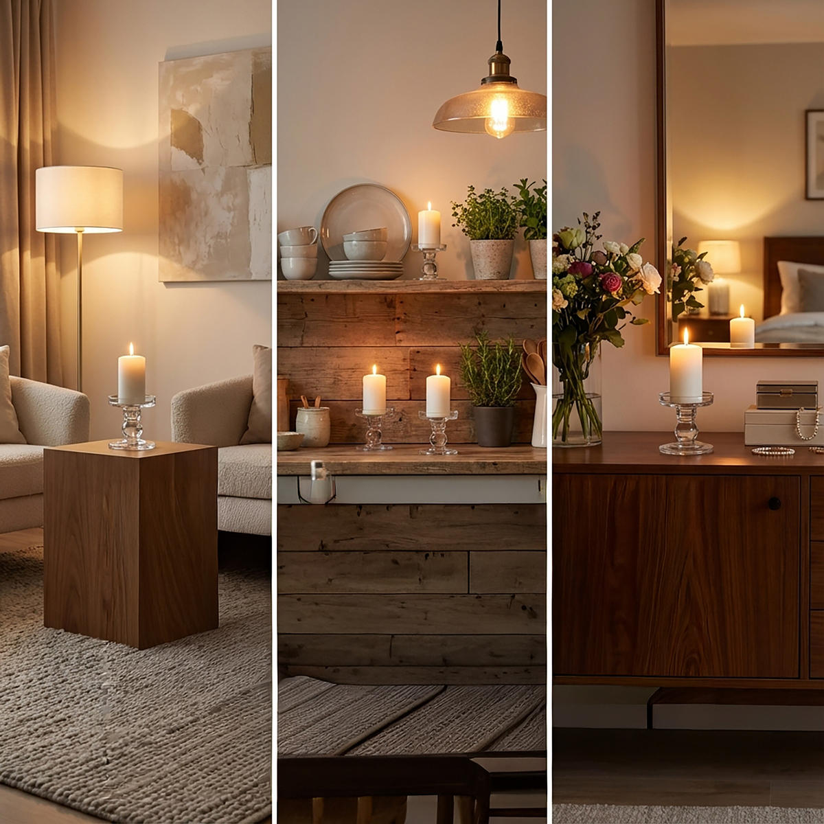 2XKERZENHALTER - Transparent, Glas (8.5/8.5/8.5cm) - Relaxdays